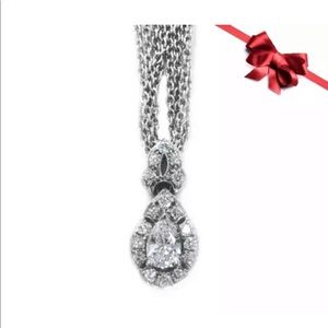 Pear Shaped Diamond Pendant w/Platinum Necklace